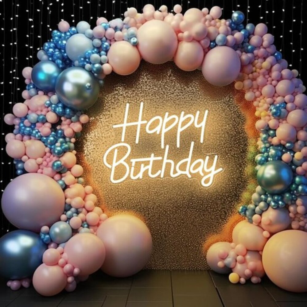 New Happy Birthday Neon Sign, Warm White LED Wall Light for Party & Backdrop - Picture 5 of 7